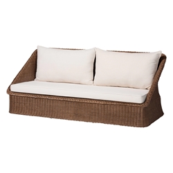 bali & pari Derris Bohemian Peanut Brown Braided Rattan Sofa